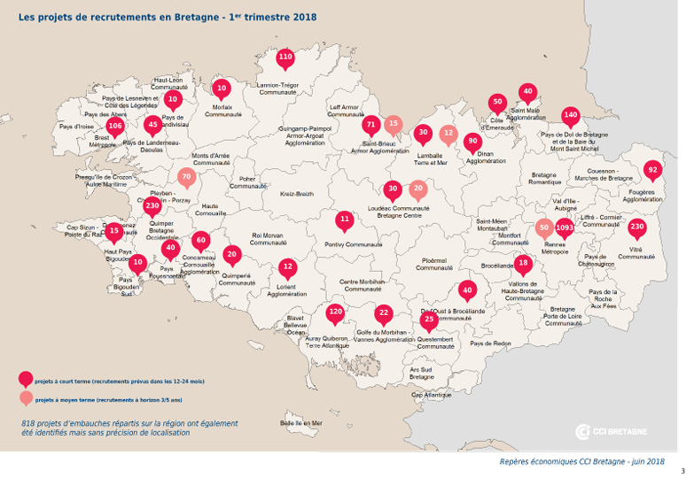 Carte des entreprises qui recrutent en Bretagne
